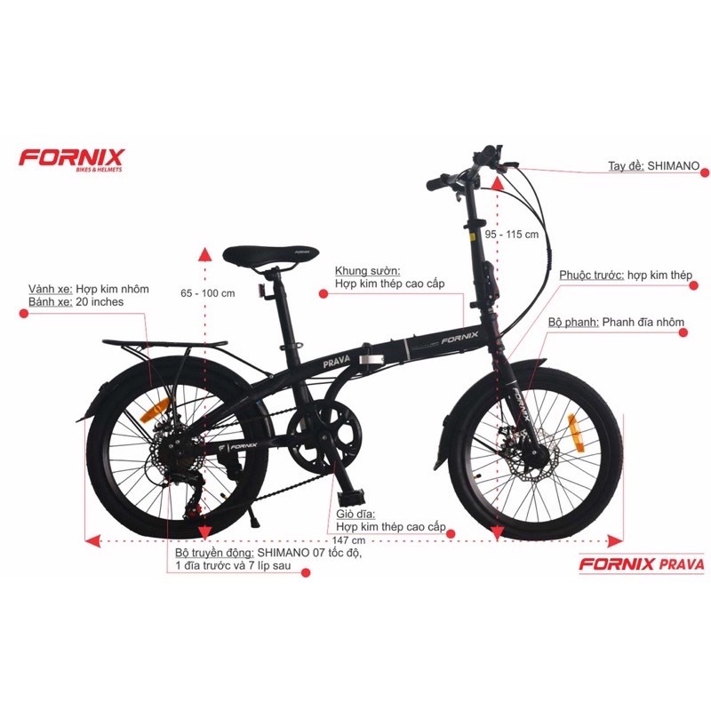 Xe đạp gấp Fornix Prava chính hãng bảo hành 12 tháng