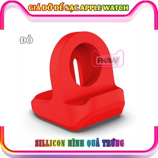 Giá đỡ đế sạc cho đồng hồ thông minh iWatch 7/6/5/4/3/2/1 silicon hình quả trứng - Đỏ