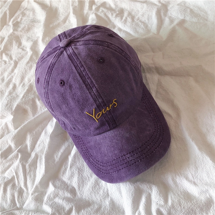 Mũ Lưỡi Trai Denim Mềm Thêu Chữ Phong Cách Harajuku Nhật Bản