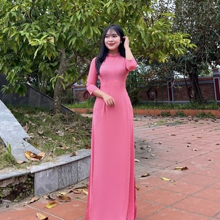 Bộ áo dài trơn lụa cao cấp/ màu hồng sen