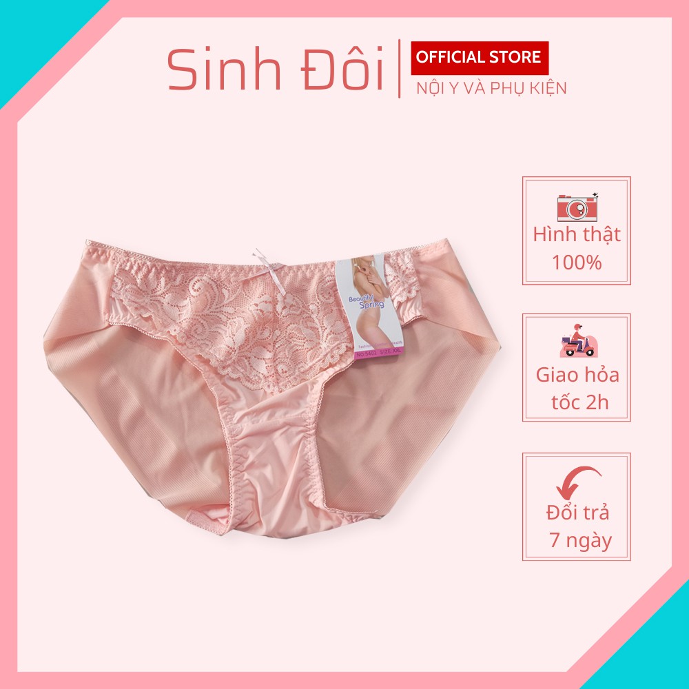 Quần lót nữ thun lạnh phối ren cao cấp Thịnh Phát 5402 chất mềm mịn thoáng mát không lộ đường may size dưới 60kg