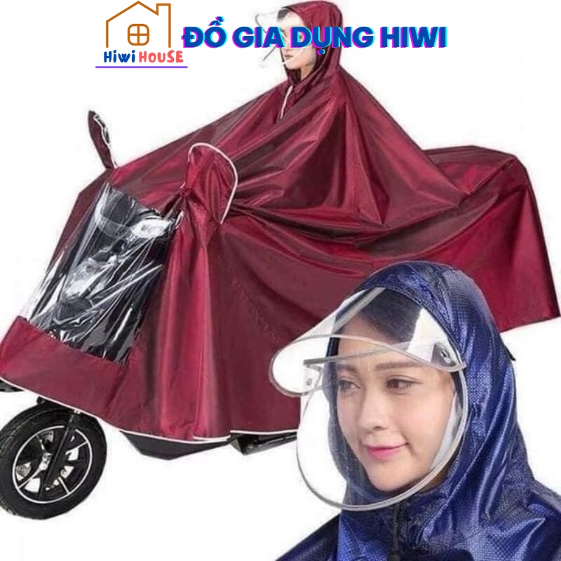 Áo Mưa 1 Người và 2 Người Có Kính Chắn Nước Che Mặt Cánh Dơi Chống Thấm Cao Cấp Phản Quang Có Túi Chùm Gương Chiếu Hậu