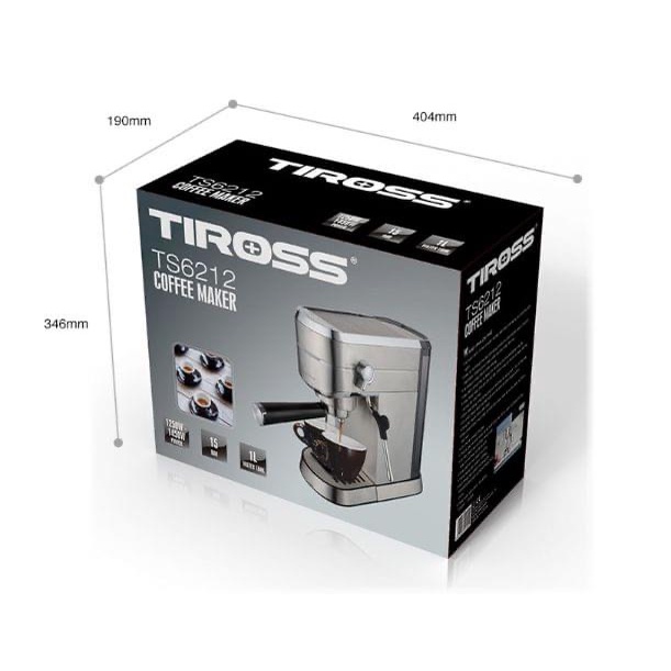 Máy pha cà phê Tiross TS6212, áp lực 15bar, công suất 1450w, bảo hành 12 tháng