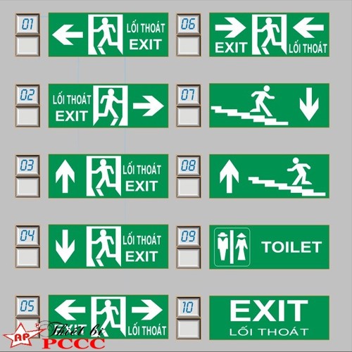Đèn Exit thoát hiểm Kentom 2 Mặt có 10 mẫu đèn để chọn lựa