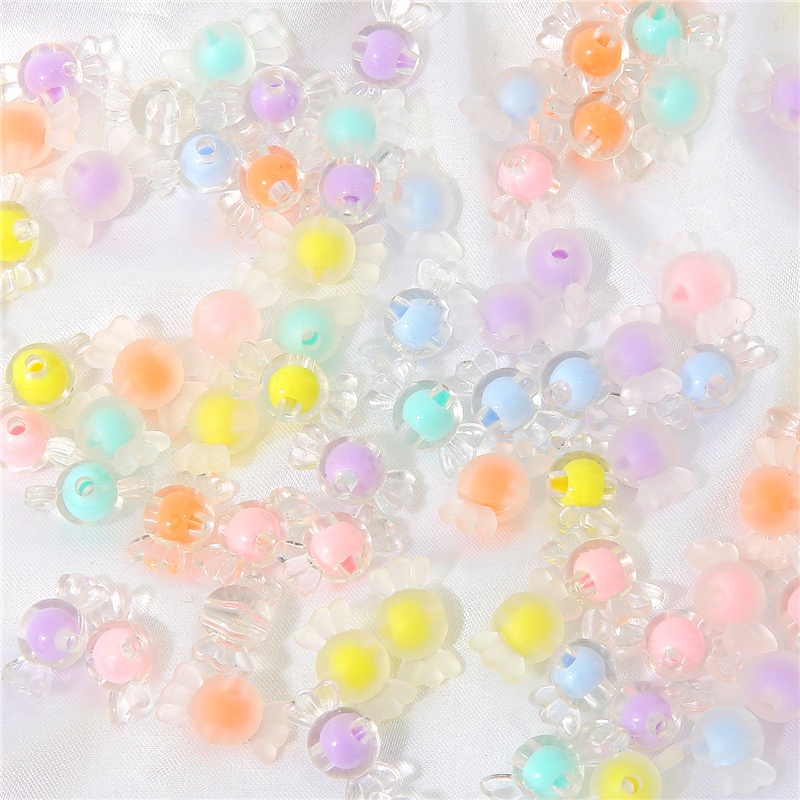 50 Hạt nhựa acrylic hình kẹo nhiều màu kích thước 17x9mm dùng làm trang sức DIY
