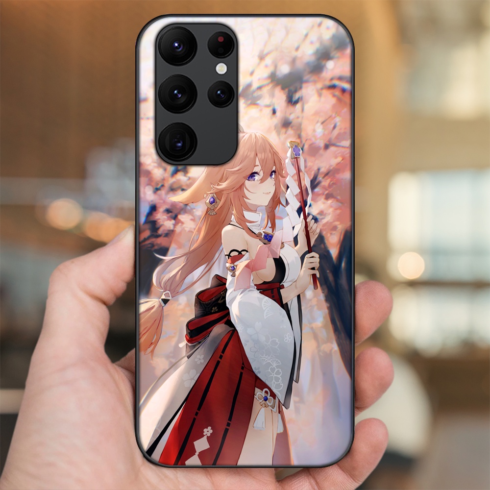 Ốp lưng Samsung S20 Ultra viền đen in hình Yae Miko Genshin Impact
