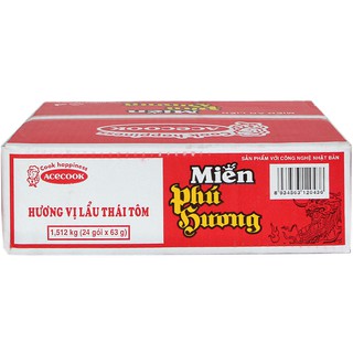 Thùng miến Lẩu Thái tôm ăn liền Phú Hương 24 gói(63gr*24)
