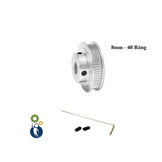 Buly, puly, pulley trục 8mm - 48 răng, sử dụng với dây đai 2gt-6mm