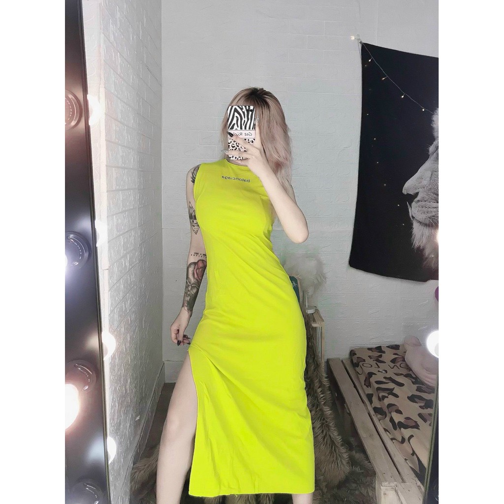 Đầm ba lỗ xẻ tà hot hit baa len thun bozip mềm | BigBuy360 - bigbuy360.vn