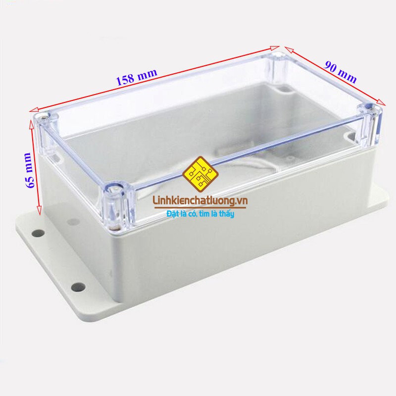 Hộp nhựa 158x90x65mm có tai nắp trong suốt