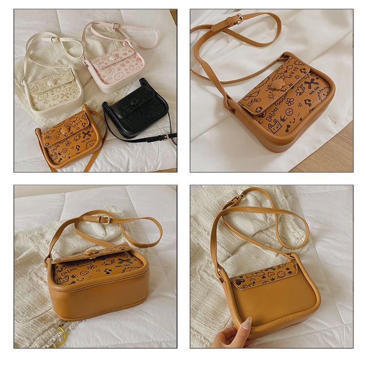 Túi Da Đeo Chéo Mini In Họa Tiết Dễ Thương Thời Trang Cho Nữ