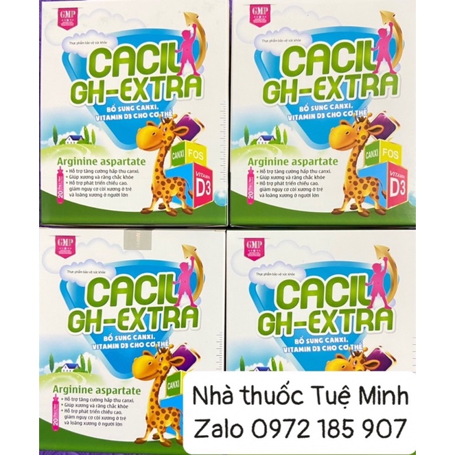 Canxi nano mk7 cho bé ăn ngon ngủ tốt hộp 20 ống Cacil Gh extra