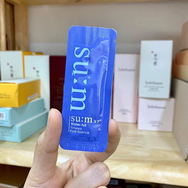 [ MUA 10 GÓI TẶNG 1 KEM NỀN VDL] Tinh Chất Se khít lỗ chân lông Su:m37 Water-Full Timeless Pore Essence gói 1ml