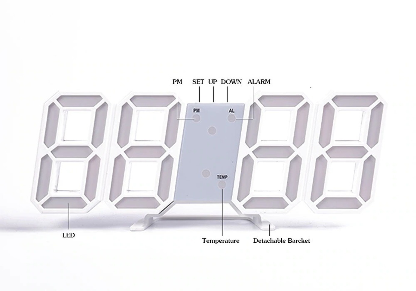 Đồng hồ LED treo tường 3D thiết kế hiện đại có cổng USB