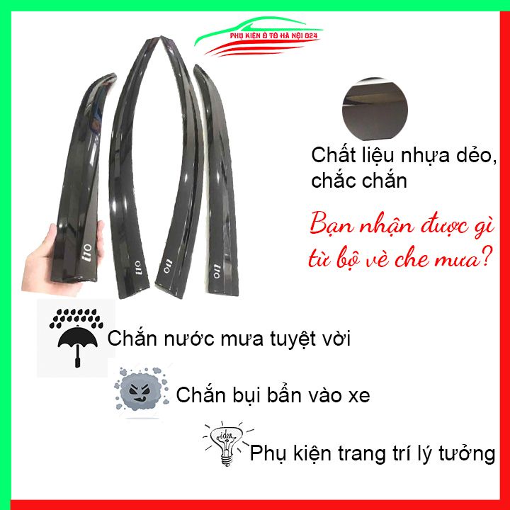 Vè che mưa cho xe ô tô I10 2014-2021 Hatch Back vè đen bảo vệ trang trí xe