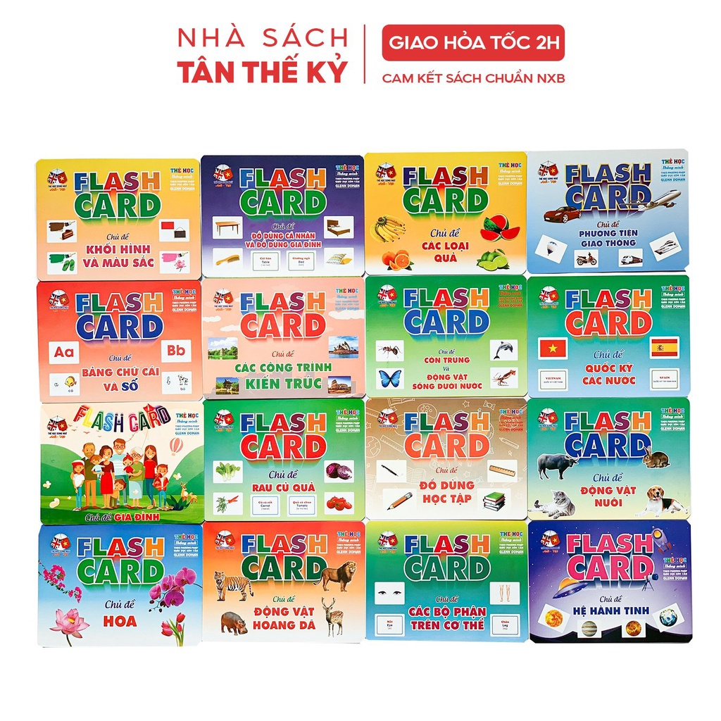 [Mã INCU50 giảm 50k đơn 250k] Bộ thẻ học thông minh Flashcard Tuấn Việt 16 chủ đề song ngữ việt anh có phiên âm 288 thẻ