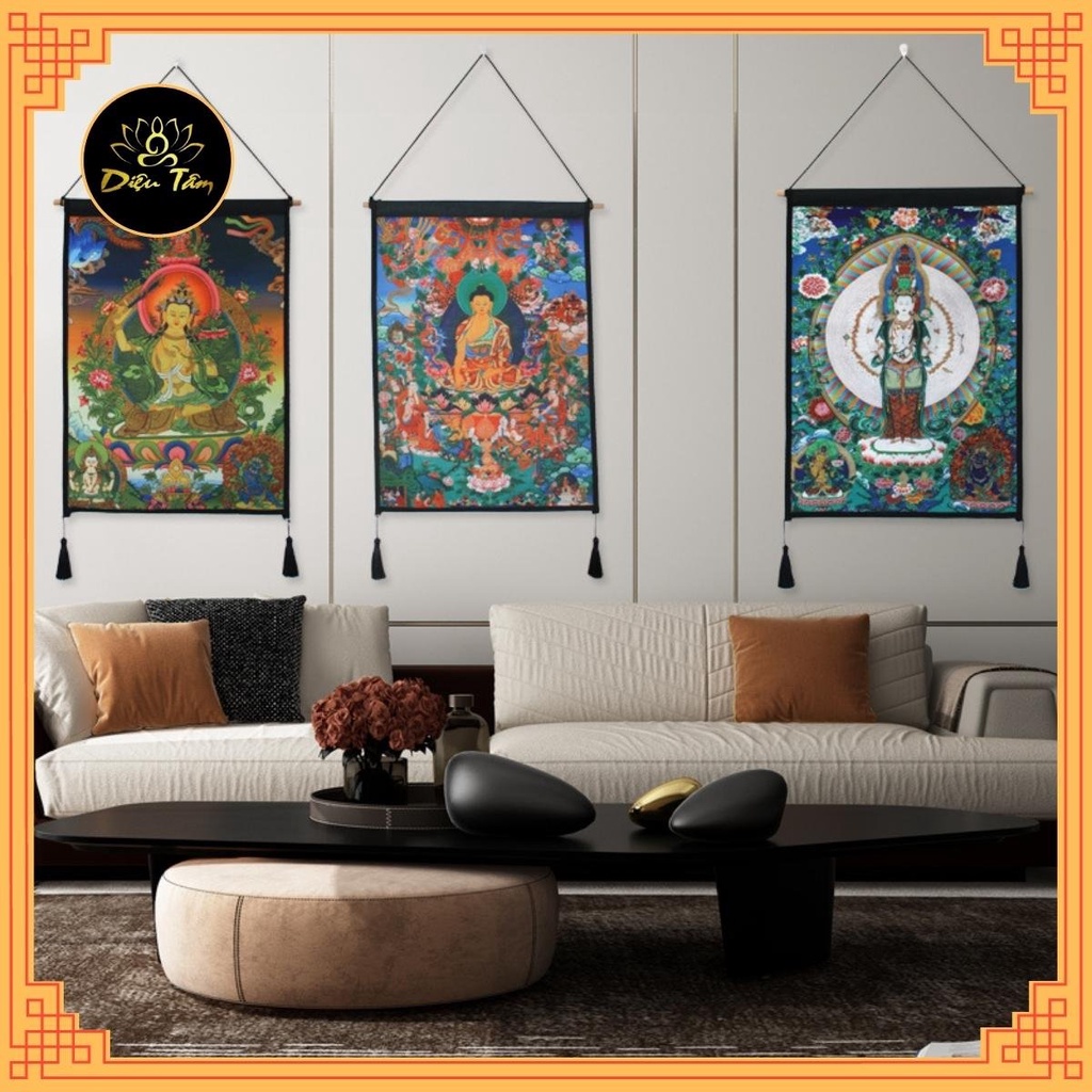 Tranh Phật treo tường thangka Tây Tạng trang trí nhà cửa full phụ kiện
