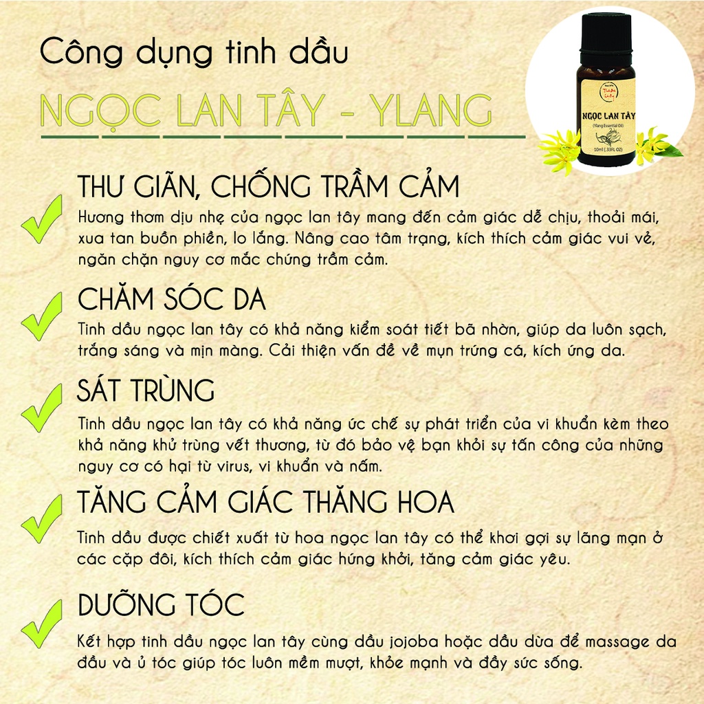 Tinh dầu Ngọc Lan Tây 100ml, cao cấp nhập khẩu, cân bằng cảm xúc, nước hoa thiên nhiên, thơm phòng - Thuốc Bắc Lãn Ông