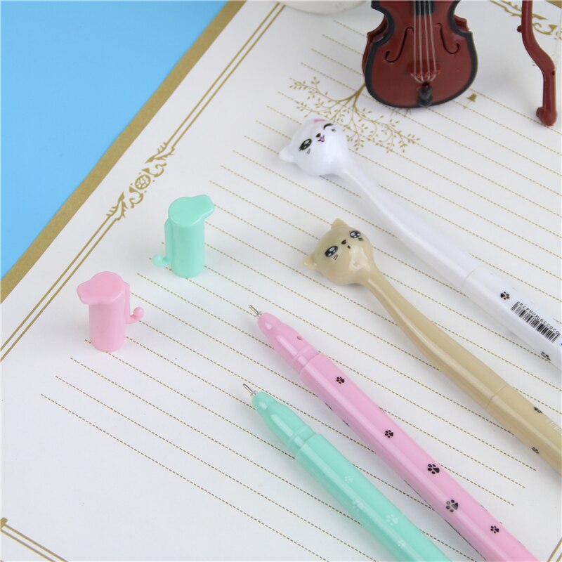 Set 4 Bút Mực Nước Ngòi 0.5mm Tạo Hình Mèo Dễ Thương