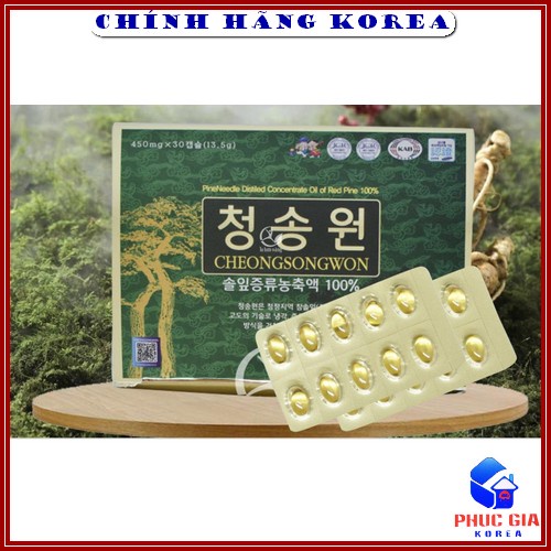 Tinh Dầu Thông Đỏ Cheongsongwon Hàn Quốc, Hộp Xanh 180v