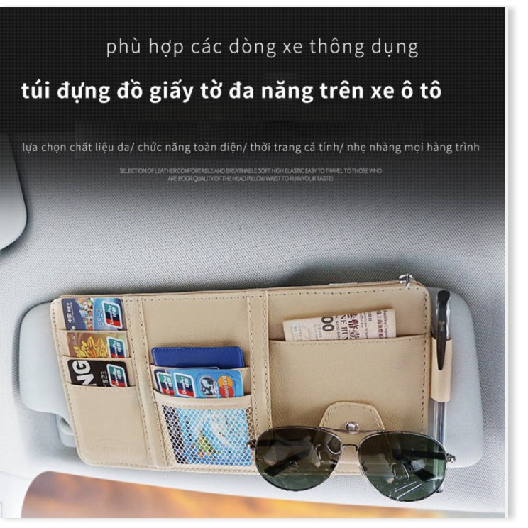 [Mã LIFEAUMAY giảm 10% tối đa 30k đơn 150k] Túi da đựng đồ treo tấm che nắng kính lái POCKET CARD cao cấp