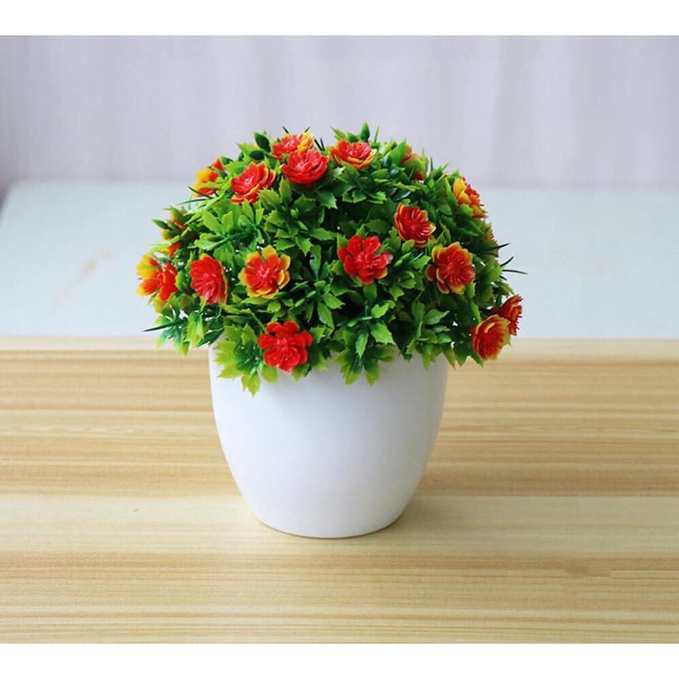 Chậu cây hoa giả mini để bàn trang trí siêu đẹp milkdecor- 01