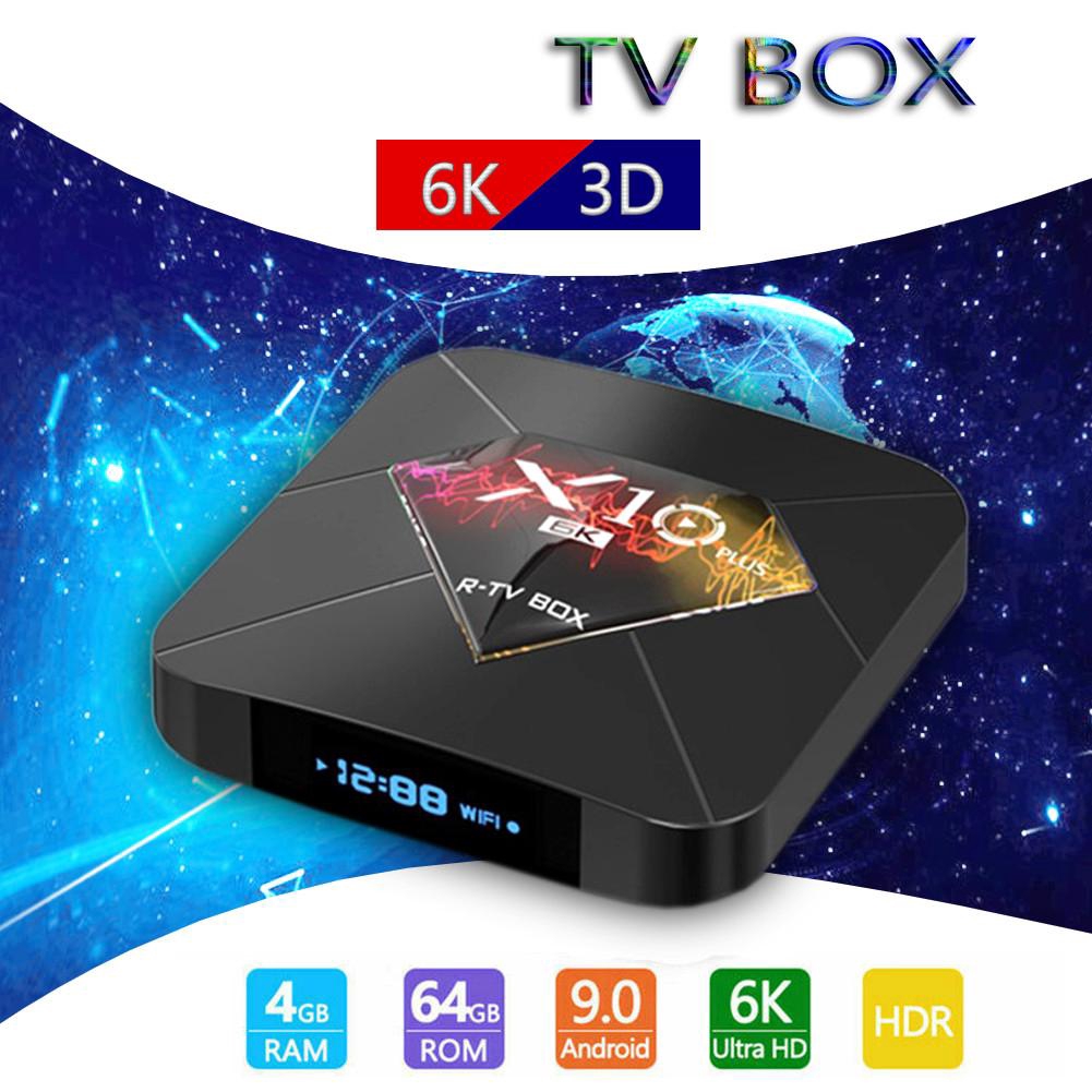 X10 PLUS Android 9.0 Hộp TV thông minh Allwinner H6 UHD 6K 4 + 64GB 2.4G WiFi H.265 VP9 LCD Media Player[sale99]