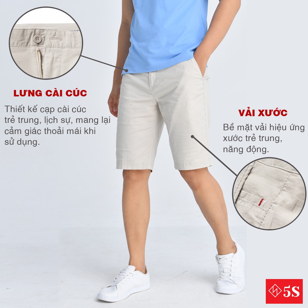 Quần Short Nam 5S (6 màu), Chất Kaki Cotton Co Giãn, Thấm Hút Tốt, Hạn Chế Nhăn (QSK21020-01)