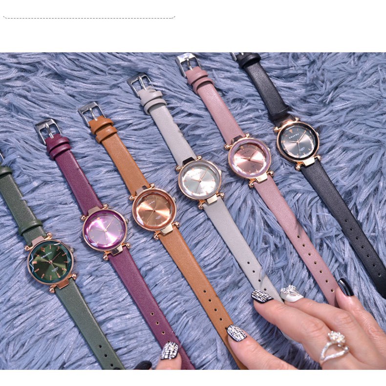 Đồng hồ nữ DOUKOU 71845 mặt vát 3D dây da mềm Bán lẻ giá sỉ