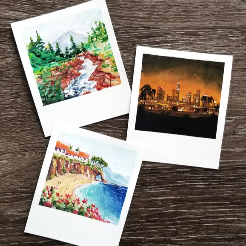 20 tờ postcard size chữ nhật tô màu nước được
