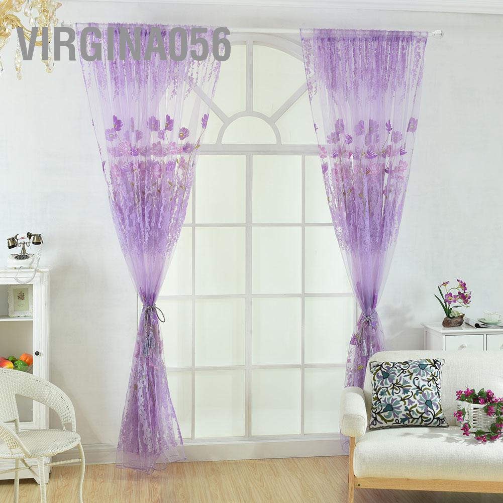 Virgina056 Polyester Floral Pattern Window Tulle Voile Curtain Bedroom Living Room Decor