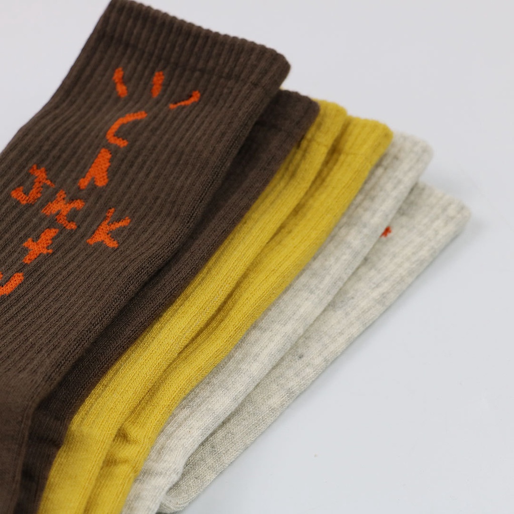 Vớ Tất Cotton Travis Scott Trơn In Hình Xương Rồng Màu Trắng/Vàng/Đen Phong Cách Thể Thao