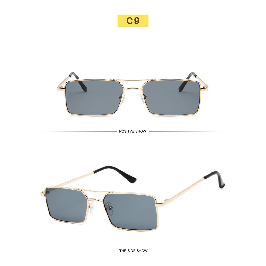 Kính mát UV400 gọng vuông bằng kim loại thời trang thịnh hành cho nam và nữ