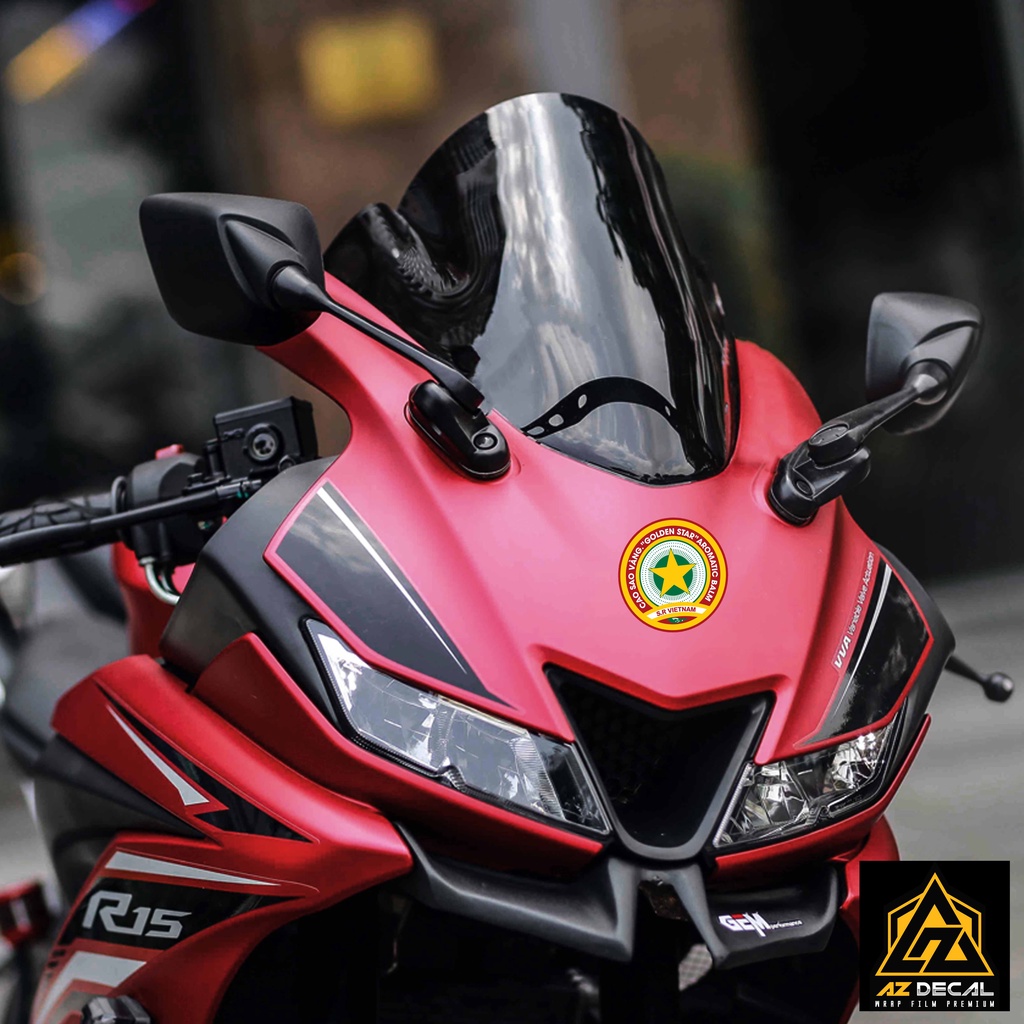 Tem Dán Xe Máy Laptop Điện Thoại Mũ Nón Bảo Hiểm Mẫu Cao Sao Vàng | DVT-SAOVANG | Team Sticker Hình Dán Logo Việt Nam