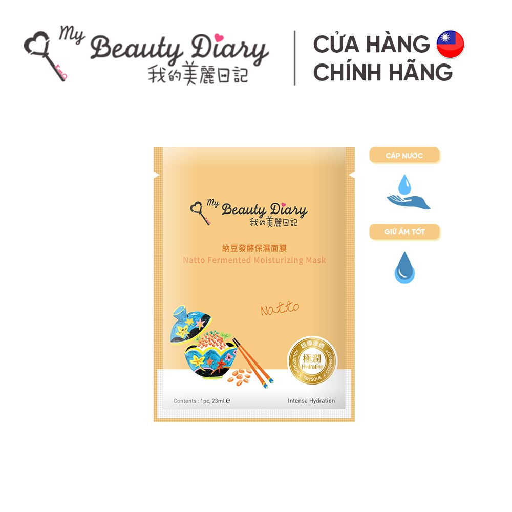 Mặt nạ dưỡng trắng và dưỡng ẩm My Beauty Diary Taiwan Natto Fermented Moisturizing Mask Đậu nành 23ml/Miếng