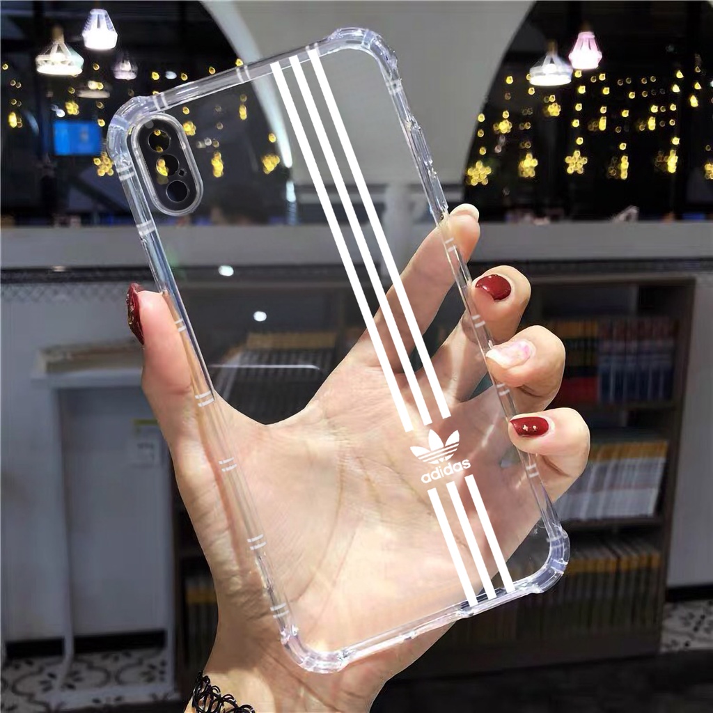Ốp lưng iphone trong suốt Adidas kẻ sọc bảo vệ camera cho iphone 14 13 pro max 11 12 pro max mini x r s max 6 s 7 8 plus