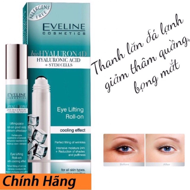 Thanh lăn mắt Bio Hyaluron 4D Eveline giúp làm tan bọng mắt