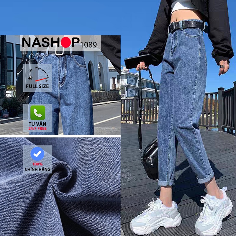 Quần jean bò baggy nữ cạp cao hàng Quảng Châu phong cách Hàn Quốc sành điệu style năm 2021 | BigBuy360 - bigbuy360.vn