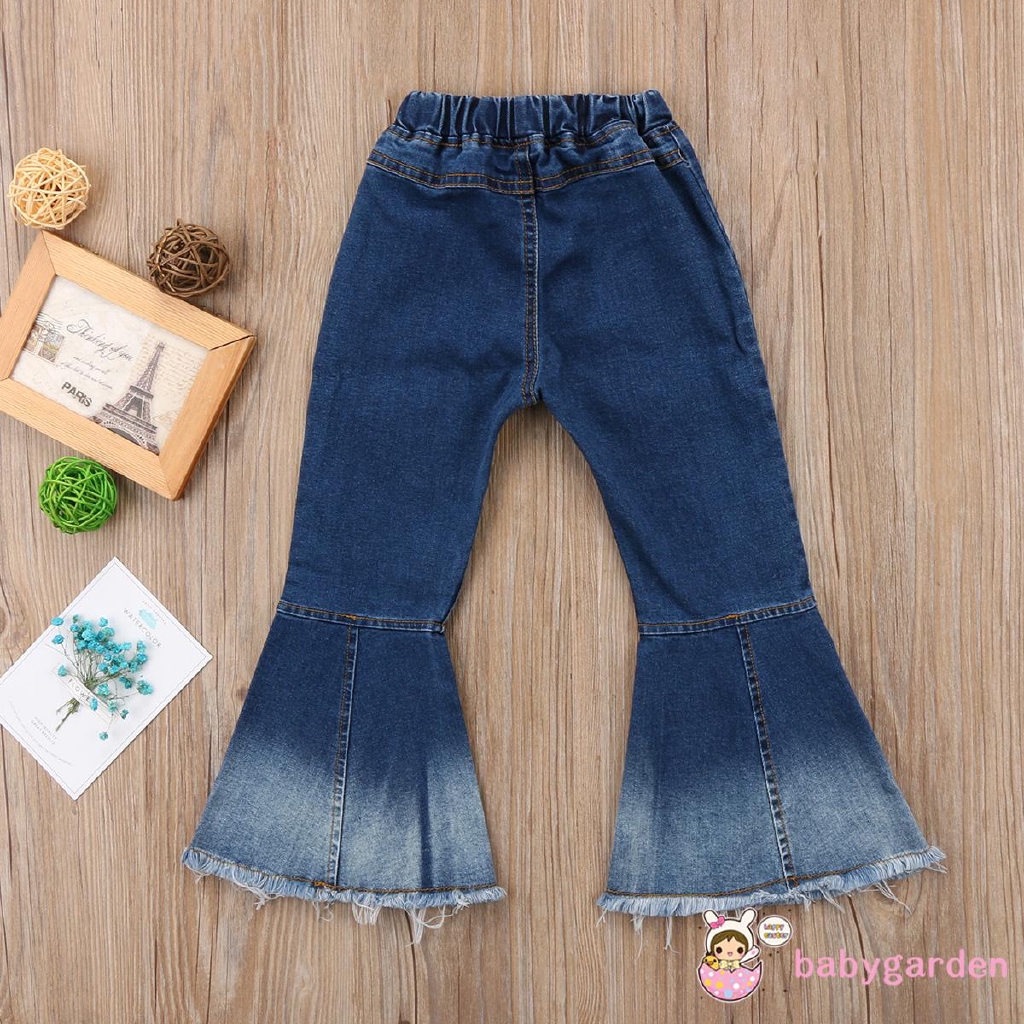 Quần Jeans Dài Ống Loe Cho Bé Gái Từ 2-7 Tuổi