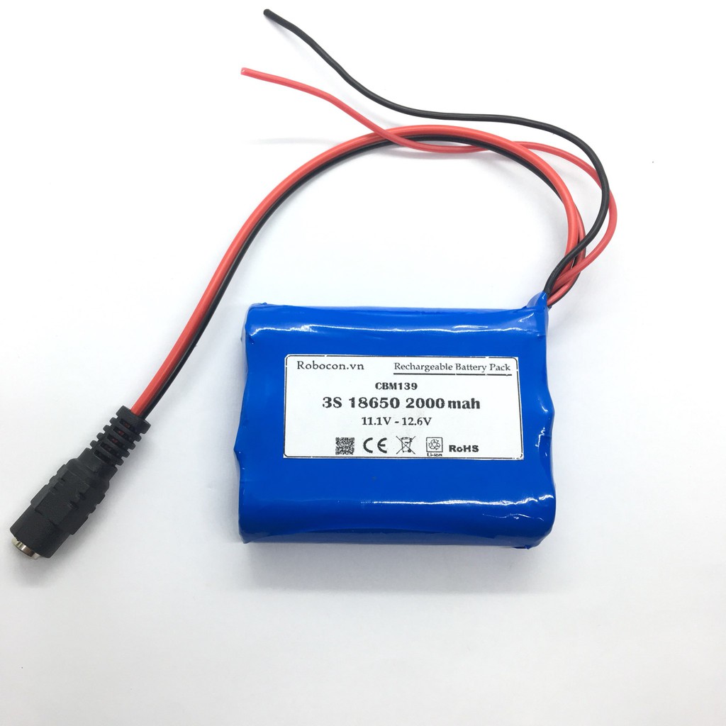 Pin Sạc Lithium 3S 1P 18650 11.1V-12.6V 2000mah