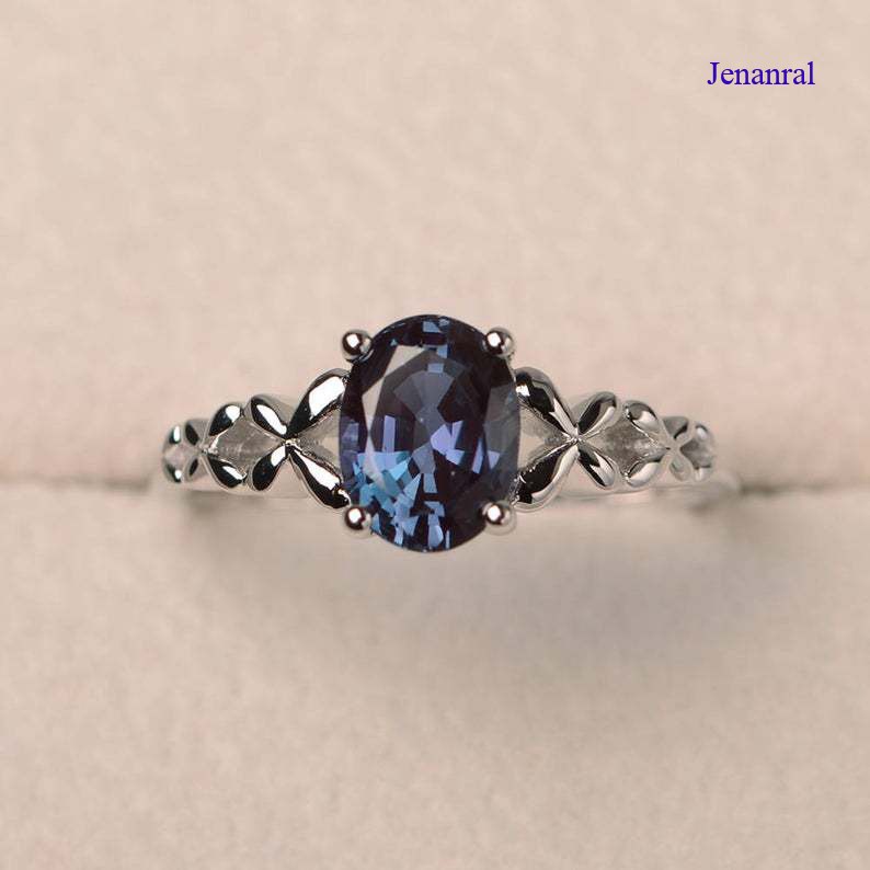 Nhẫn bạc 925 đính đá zircon màu xanh dương sang trọng