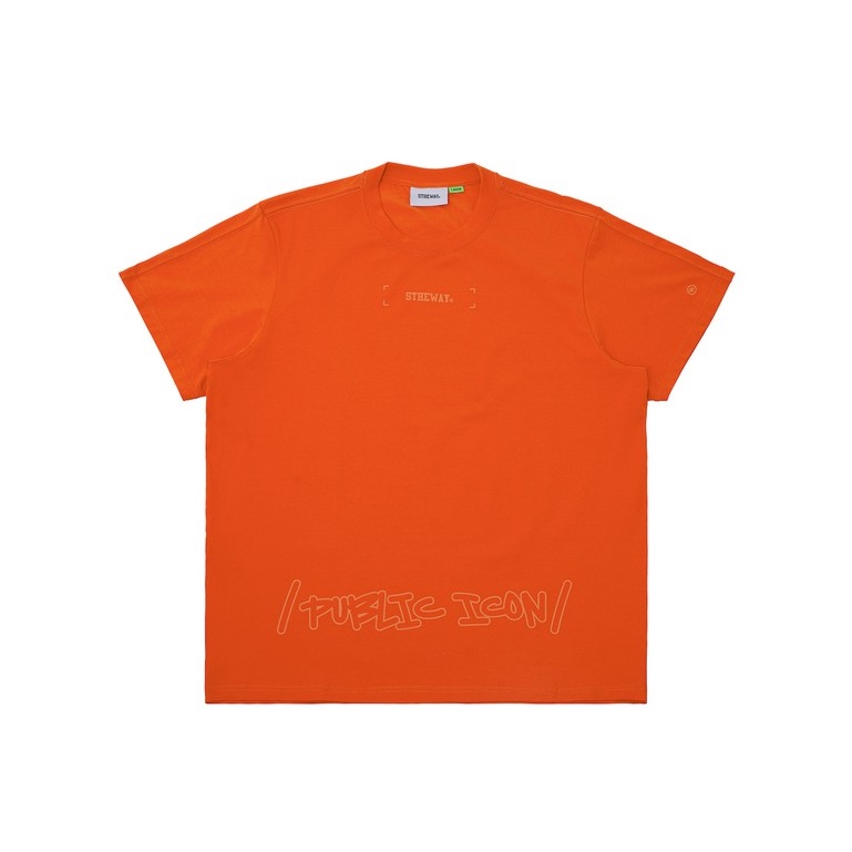 Áo thun 5THEWAY® /public icon/ BIG LOGO SQUARE TEE™ in FLAME aka Áo Thun Tay Ngắn Màu Cam