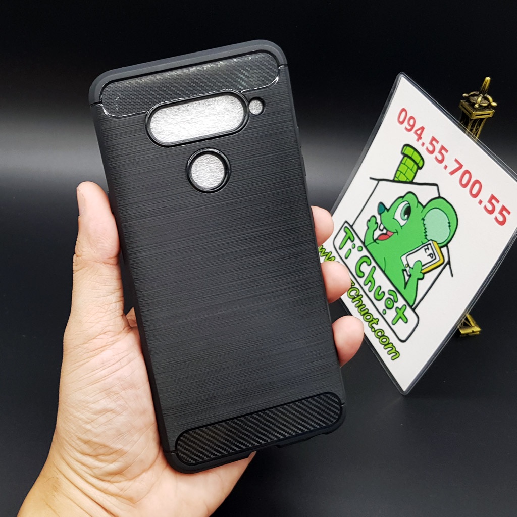 [Ảnh Thật] Ốp Lưng LG V40 Dẻo Carbon Phay Xước Chống Sốc