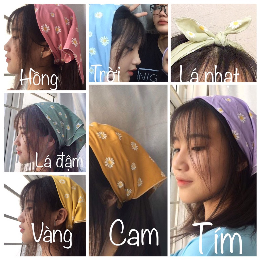 Khăn BANDANA/ Khăn TURBAN hoa cúc nhiều màu
