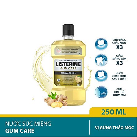 Nước Súc Miệng Gừng Listerine Không Cay Ngăn Ngừa Sâu Răng Hơi Thở Thơm Mát Sạch Mảng Bám Gum Care – Khongcoson