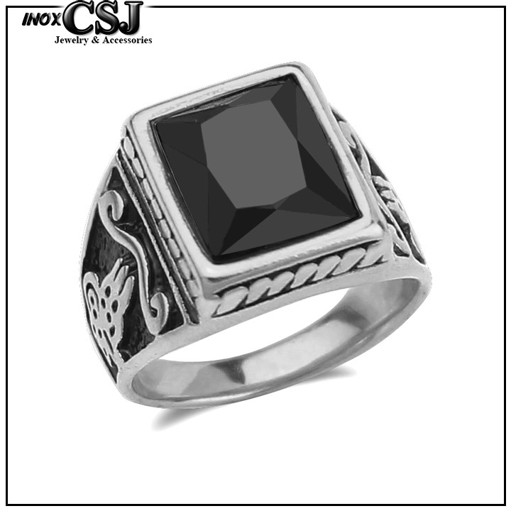 NHẪN INOX NAM ĐÁ ĐEN HÀN QUỐC ĐỘC ĐẸP KHÔNG ĐEN N541 - tặng hộp đựng xinh xắn