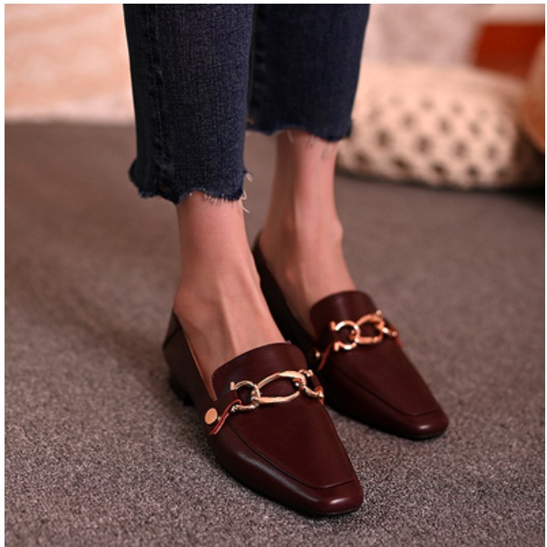 Giày lười đế thấp khóa kim loại cao cấp sang chảnh phong cách châu âu hiện đại đơn giản. hàng quảng châu GCC1079 | BigBuy360 - bigbuy360.vn
