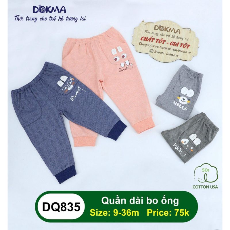 Quần dài bo ống Dokma vải cotton mỏng cho bé yêu