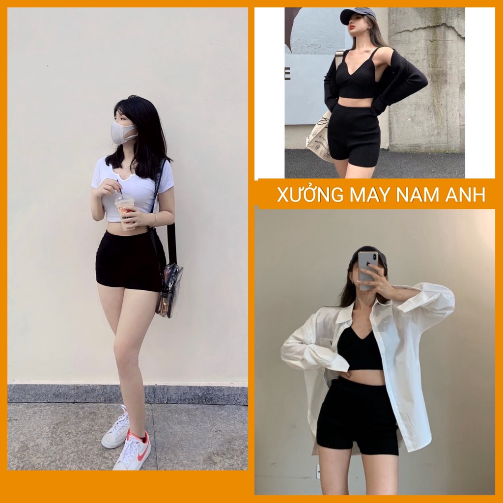 Quần Black Funoff Short Biker Short Dáng Ngắn Nữ Nâng Mông Mùa Hè Năng Động