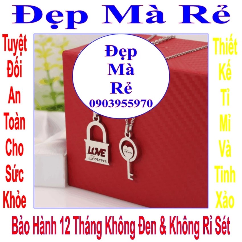 Dây chuyền cặp ổ khóa và chìa khóa tình yêu khắc LOVE Forever - Giá bán trên = 2 sợi như hình